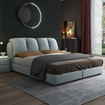 優樂悅~輕奢奶油風免洗科技布藝床主臥1.8米雙人床小戶型簡約1.5米軟包床