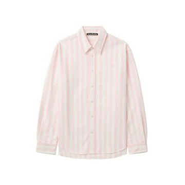 S M國現 Acne Studios Face 刺繡粉色條紋襯衫CB0095