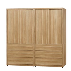 【MUNA 家居】莫托斯6.4X7尺蘋果木色推門衣櫥(衣櫃)