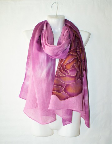 女士純棉圍巾 紫色長款碎花圍巾 純棉披肩圍巾