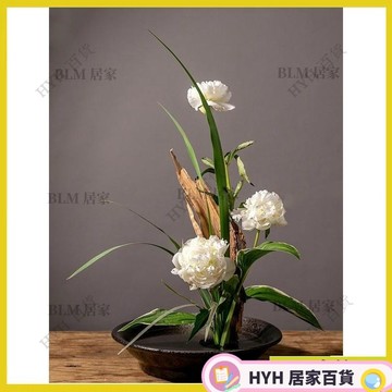 HYH【免運】劍山陶瓷景德鎮花器花盆黑色斑點墨韻日式插花立花小原流禪意花道