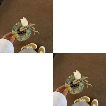 ✨桃園出貨✨原創設計~高端牛仔花朵抓夾女新款氣質盤發抓
