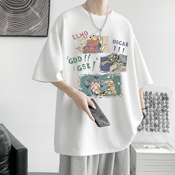 𝒚𝒐𝒖𝒓® 𝒔𝒕𝒖𝒅𝒊𝒐|S-3XL 趣味 卡通印花 純棉 小落肩 五分袖 寬鬆 T恤 A1199