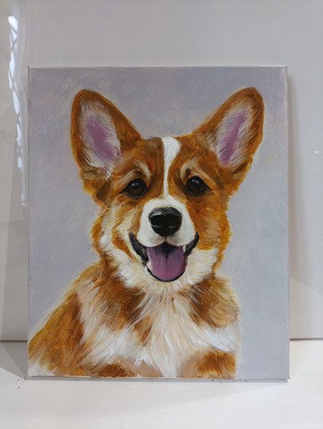 獵犬繪畫原創藝術狗油畫帆布畫