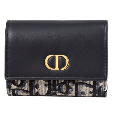 Christian Dior 30 Montaigne Veronia 緹花拼接簡易小短夾.深藍