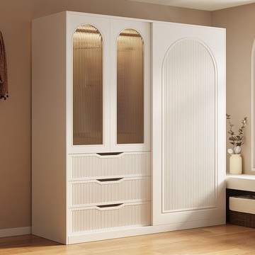 開發票 衣櫃 衣櫥 韻然紫推拉門衣櫃家用臥室實木60cm深小戶型免安裝出租房用兒童櫃S053快速出貨