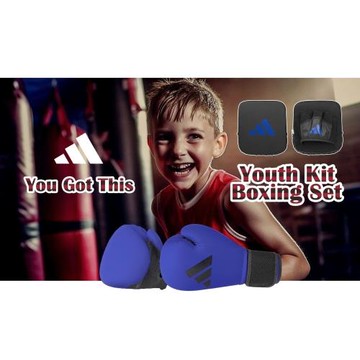 adidas 愛迪達 Youth Kit 兒童拳擊組 拳擊手套+訓練手靶(體能發展 專注力 協調性 耐力) 兒童節禮物首選