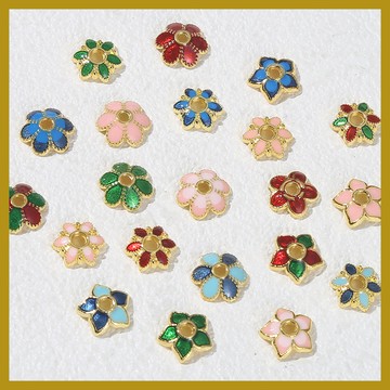 古法沙金滴油花託裝飾散珠 diy手鏈飾品串珠 景泰藍隔片 配飾材料 串珠材料 串珠材料包 珠珠材料