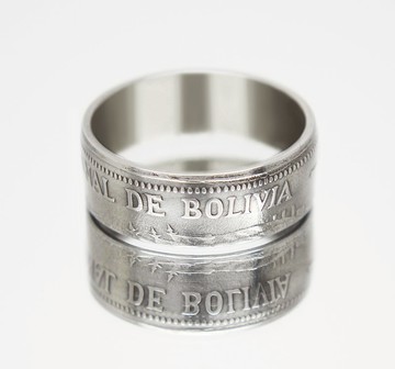 Bolivia Coin Ring 1 boliviano 1985-2017 男士硬幣戒指 女士硬幣戒指