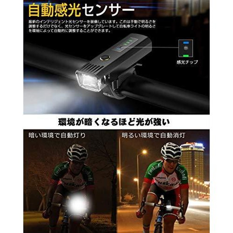 自転車ライト 防水 1000ルーメン明るさ 回転 充電 新品 - アクセサリー