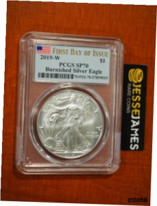 アンティークコイン NGC PCGS W BURNISHED SILVER EAGLE SP70 FIRST DAY OF ISSUE FDI FLAG LABEL