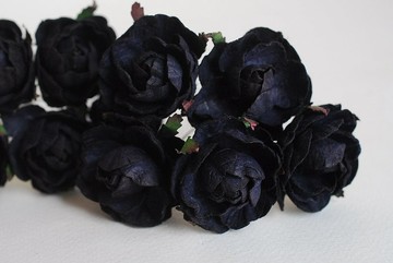 紙花，中心裝飾品，25 件 DIY 牡丹玫瑰，尺寸 3.5 厘米，黑色