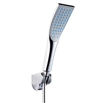 WIDE VIEW 強力增壓曲面蓮蓬頭 附1.5米加密鋼絲軟管 52孔出水 四分通用接口  銀色  1個