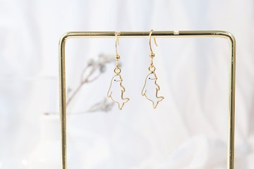 小白鯨 Beluga Whale 鯨魚 海洋 夾式耳環 低敏鋼針 生日禮物