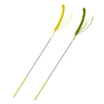 DungDung Pet 貓咪長版狗尾草玩具 2件組  1套  綠色 + 黃色
