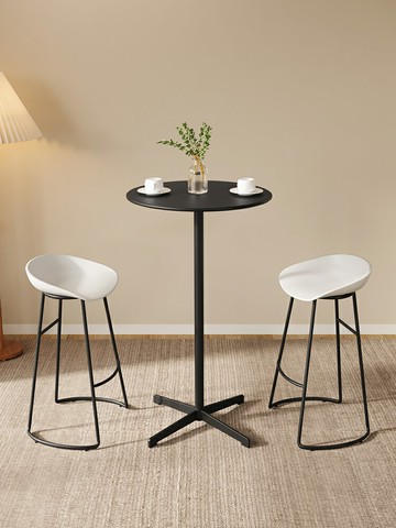 現代簡約高腳圓形家用室外商用吧台桌椅組合戶外陽台休閒金屬酒吧 雙11全館免運