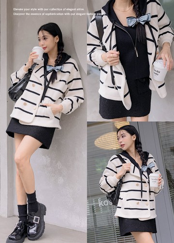 學院風連帽毛衣外套