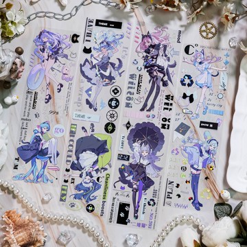 二維貓 ダイナミャ娘 (含英文字素) PET 和紙膠帶 貝殼光 10米卷