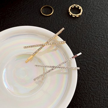 X型水鉆發夾側邊夏季劉海碎發邊夾網紅高端精致一字發卡頭發夾子