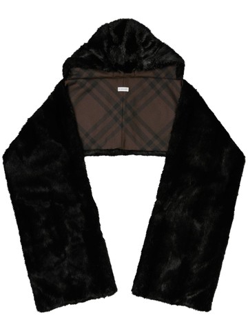 Burberry - hooded faux-fur scarf - unisex - Wool/Polyester/Modacrylic/Polyester - One Size - Black