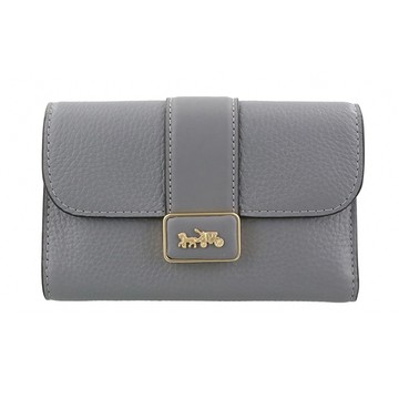 COACH - 馬車LOGO荔枝紋皮革中夾 (灰)