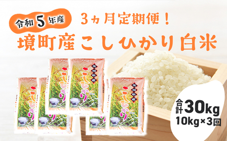 S246 令和5年産 茨城県 境町産 こだわり「こしひかり」白米10kg(5kg×2袋)×3ヵ月（合計30kg）