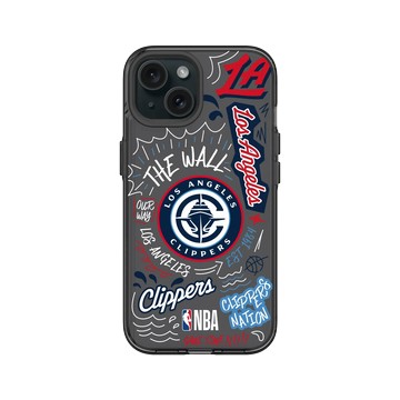 iPhone 15 Clear 酷墨灰 - NBA - 塗鴉系列-洛杉磯快艇 Los Angeles Clippers - Graffiti