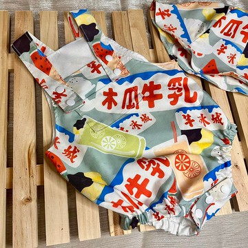 木瓜牛奶小孩吊帶褲包屁衣