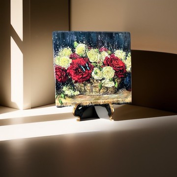 | 林德平藝術家 | 吸水陶瓷杯墊 / 花卉系列 (編號04)