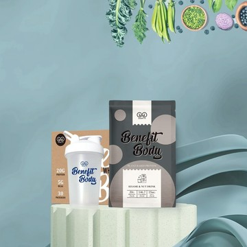 【WORTH 沃爾司】Benefit Body輕植蛋白-芝麻堅果奶30入贈搖搖杯