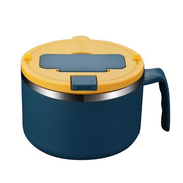 不鏽鋼泡麵碗帶蓋子宿舍用學生可瀝水一人食餐具套組飯盒碗泡麵碗