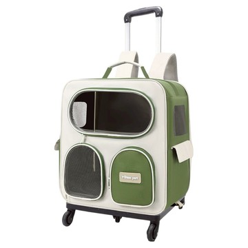 毛皇上 寵物外出行李推車 + 大背包  1組  綠色