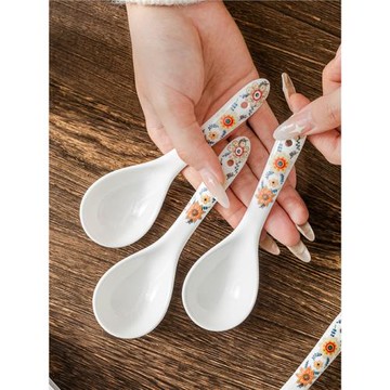 zb蝶戀花兒童吃飯湯勺家用喝湯調羹吃拉面小湯勺可愛高顏值