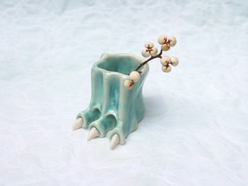 恐龍腳腳　牙刷架　擺飾　花器