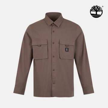 Timberland官方旗艦 男款咖啡色寬版智慧控溫襯衫外套|A68WUBK0
