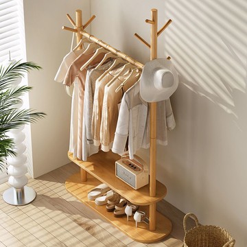 免運 開發票 衣帽架 落地衣架 實木衣帽架落地臥室掛衣架家用房間收納掛衣服架子簡易多功能衣架