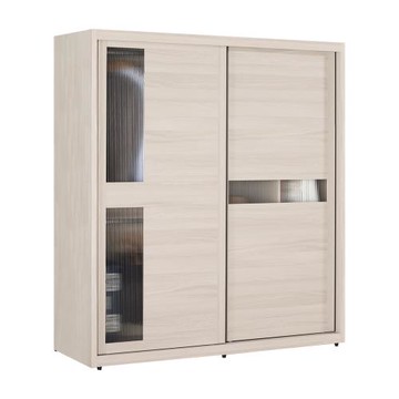 Boden-珊卓5.9尺長虹玻璃衣櫃推/拉門衣櫃(三吊桿+五格)