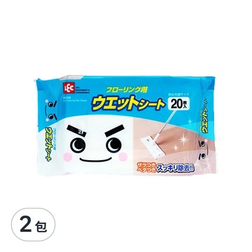 LEC 地板用濕紙巾 20枚入 2包  30x20cm