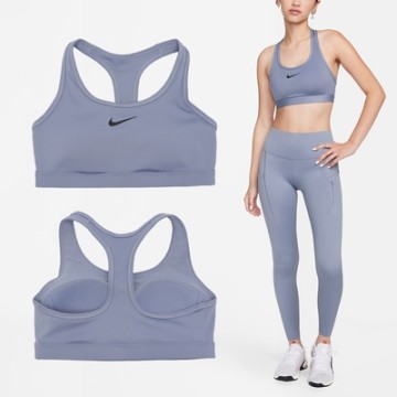 Nike 運動內衣 Swoosh 藍 黑 中強度支撐 吸濕 快乾 訓練 拳擊 跑步 DX6822-493