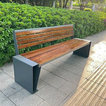 ??快速出貨?? 公司貨 戶外不銹鋼公園椅長椅靠背防腐塑木長條凳鐵藝小區座椅休閑椅凳子