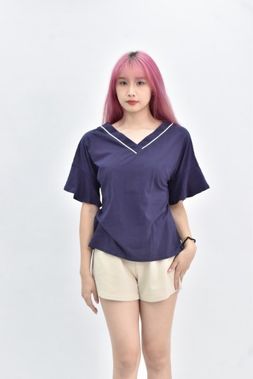 【加購優惠】(L) i moda 棉質純棉藍色短袖上衣