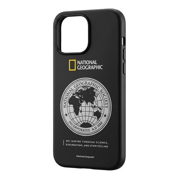 NATIONAL GEOGRAPHIC 國家地理 Metal Deco 地球徽章保護殼  iPhone 15 Pro Max  黑色