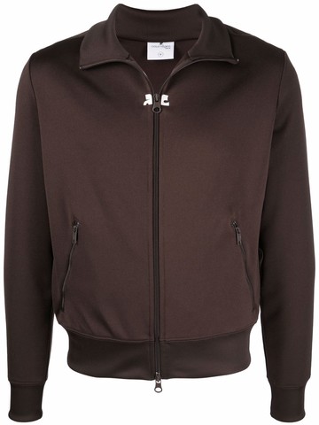 Courrèges - zip-up funnel neck jacket - men - Polyester - S - Brown