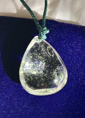 巴西星光蟲型翠綠幽靈水晶吊咀 原石 水晶 擺設 phantom quartz