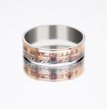 塞舌爾硬幣戒指 10 美分 2007-2012 男士硬幣戒指女士硬幣戒指