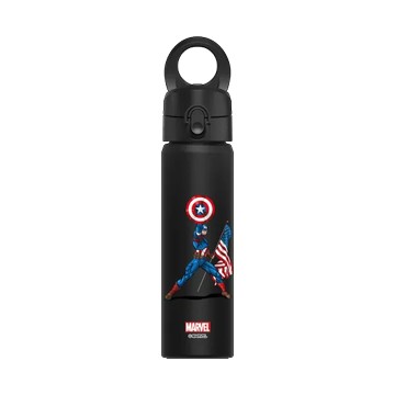 磁吸水壺 AquaStand 不鏽鋼 700cc - 附吸管 黑 - 迪士尼-漫威 Marvel - 美國隊長-Pose 基本款