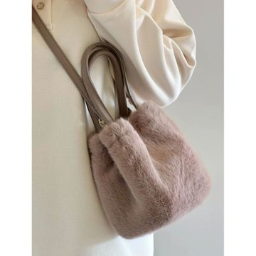 手提包小毛絨包包女毛毛包手提水桶包毛茸茸斜挎韓版2023新款冬冬