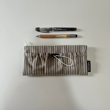 防潑水 筆袋 (灰條紋) 筆盒 手帳 螢光筆 膠帶 文具 辦公用品