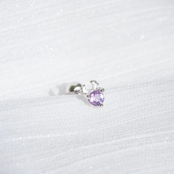 紫水晶925純銀麋鹿轉珠耳環