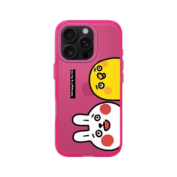 iPhone 16 Pro Clear 粉漾桃 - 懶散兔與啾先生 Lazy Rabbit and Mr.Chu - 看著你